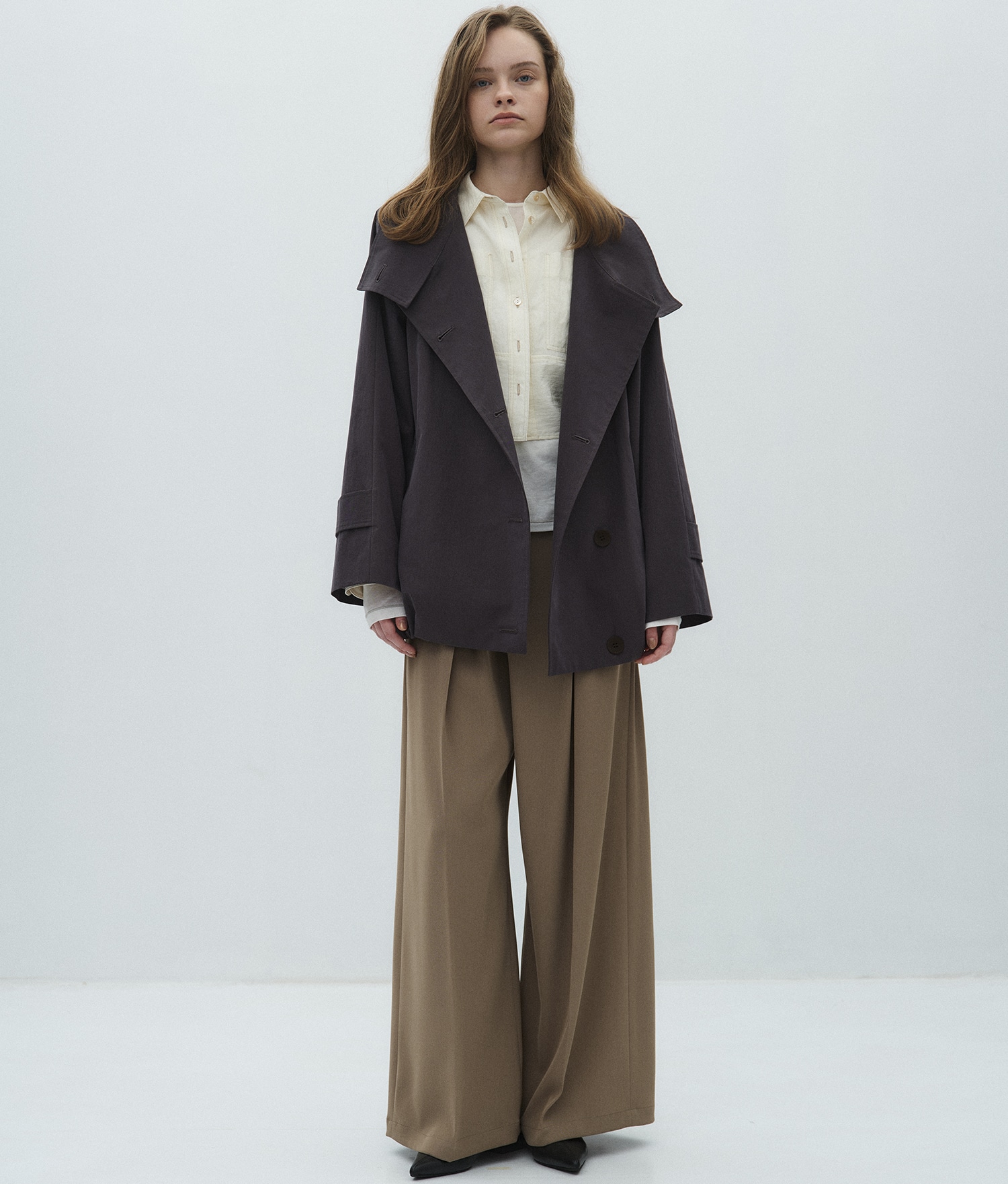 【完売間近】ファンネルネックショートトレンチコート