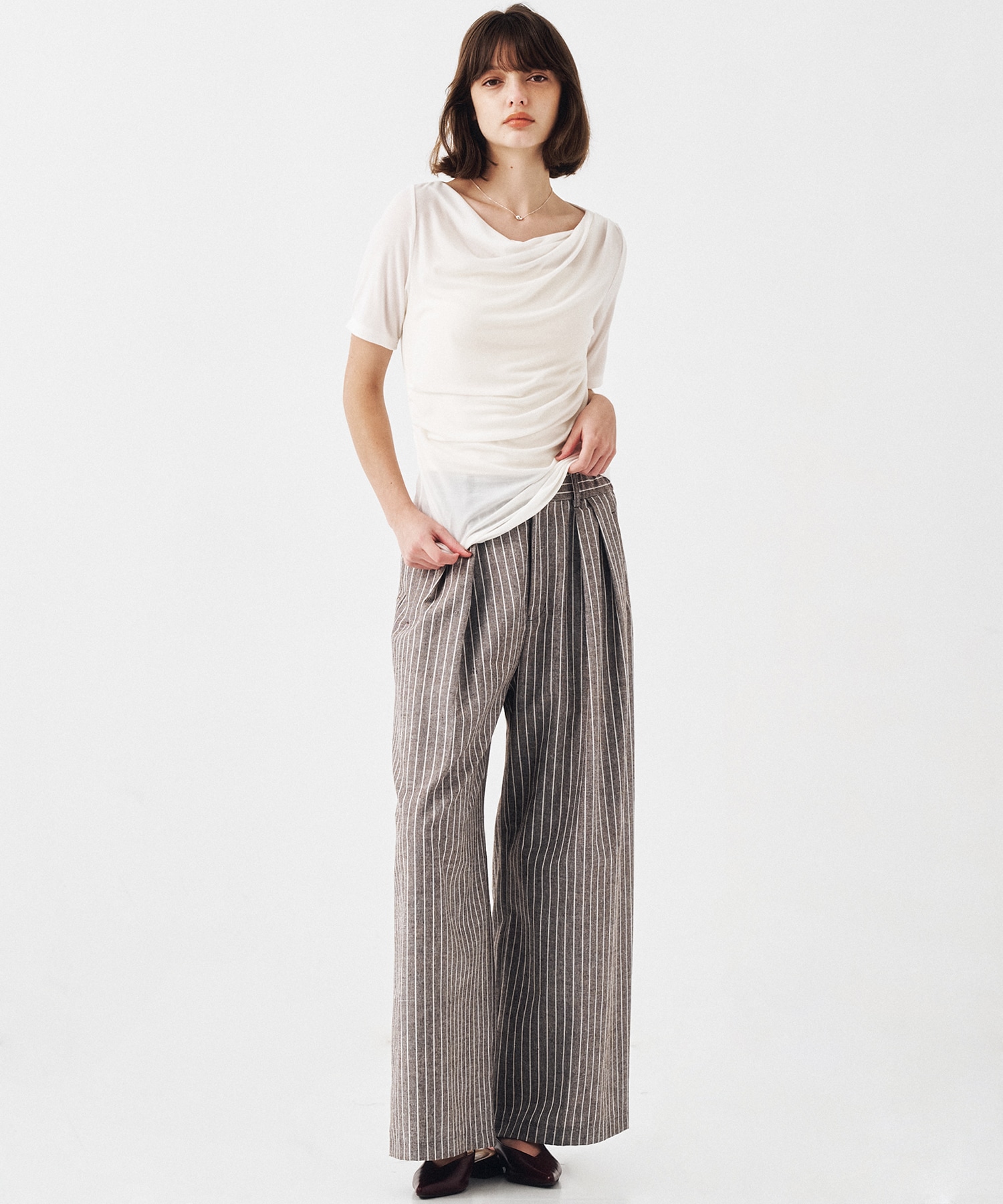 【再入荷】ドレープハーフスリーブトップ