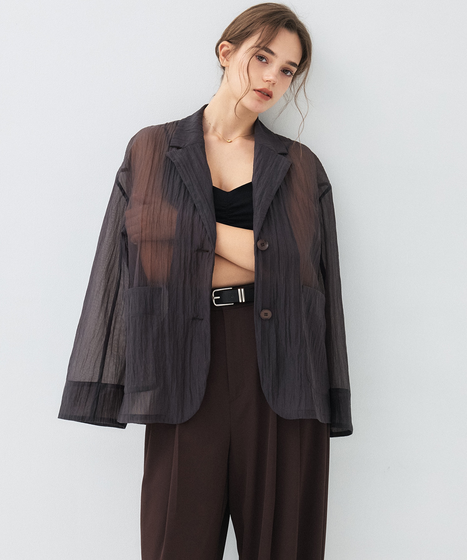 【hazy tokyo×PUBLIC TOKYO】hazyメッシュギャザーキャミソール