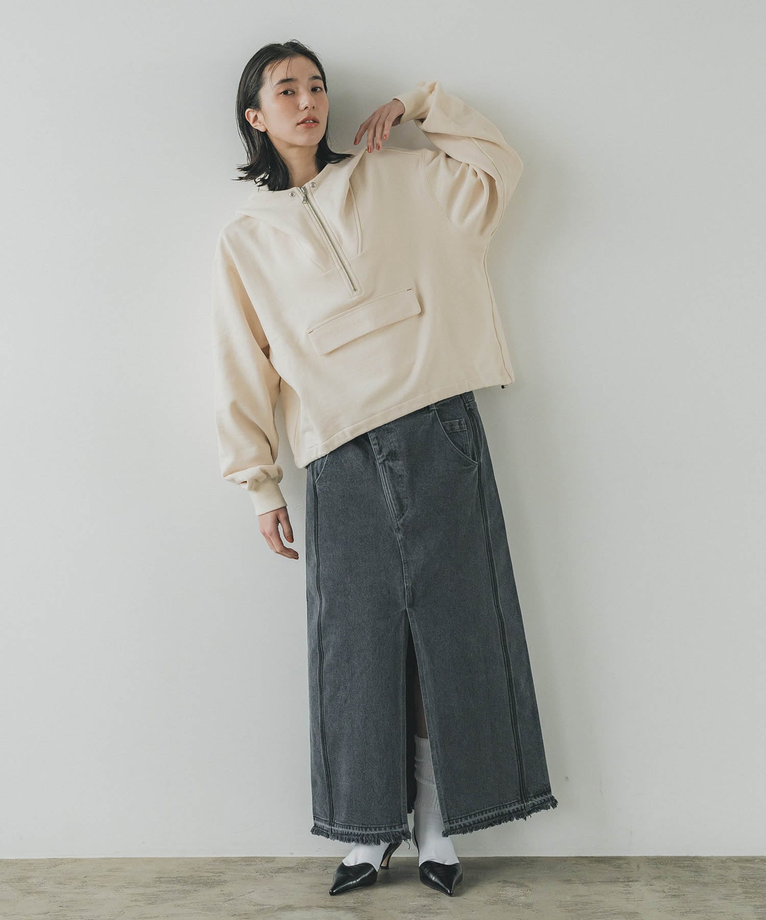レイヤードデニムスカート