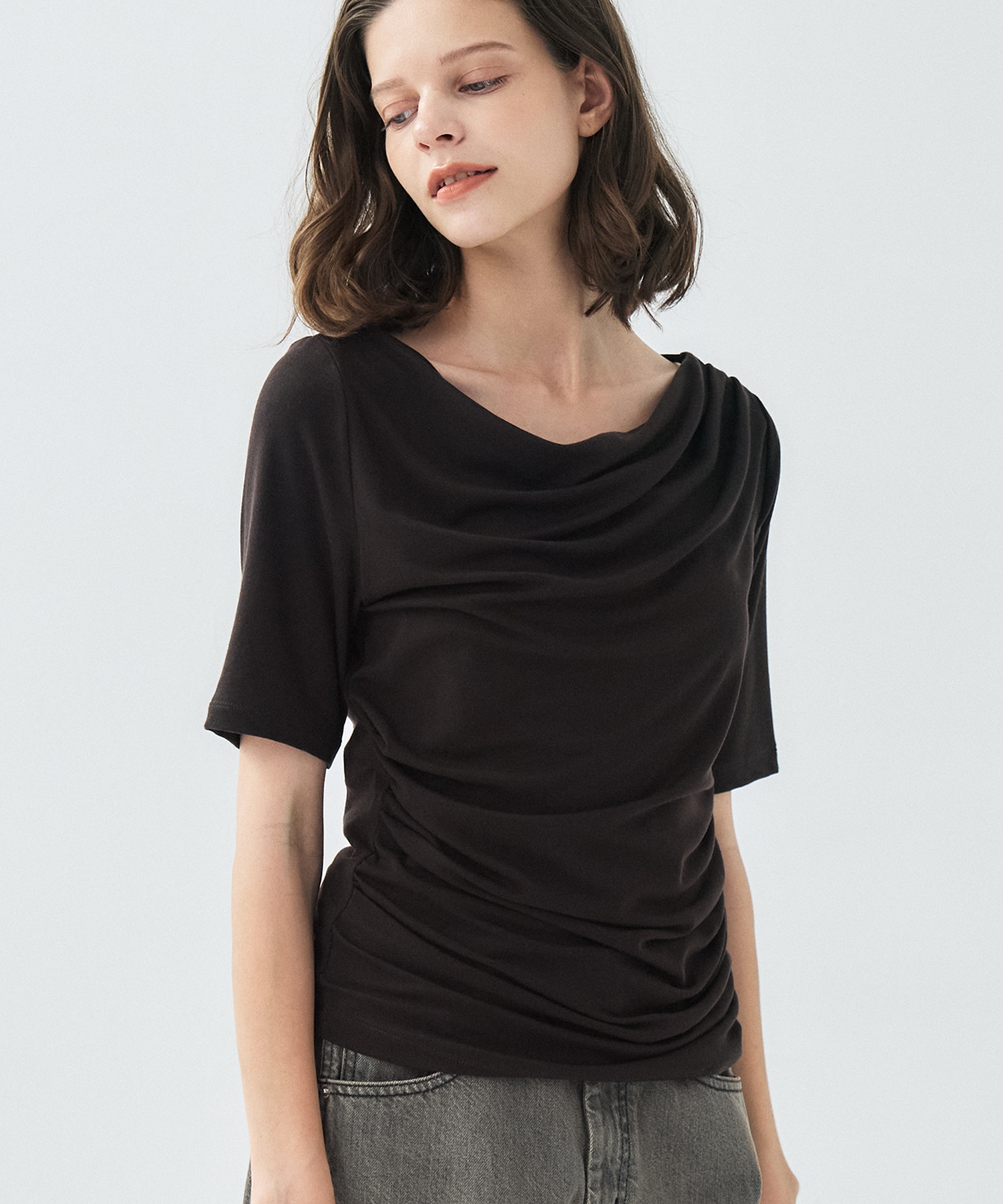 【再入荷|残り1点】ドレープハーフスリーブトップ