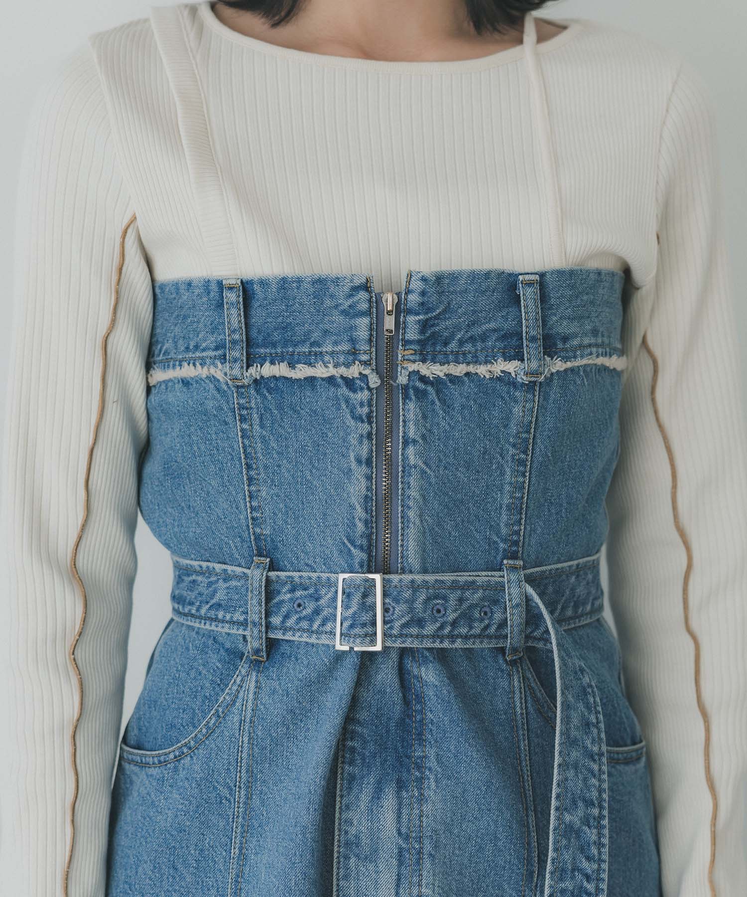 DENIM BARETOP DRESS