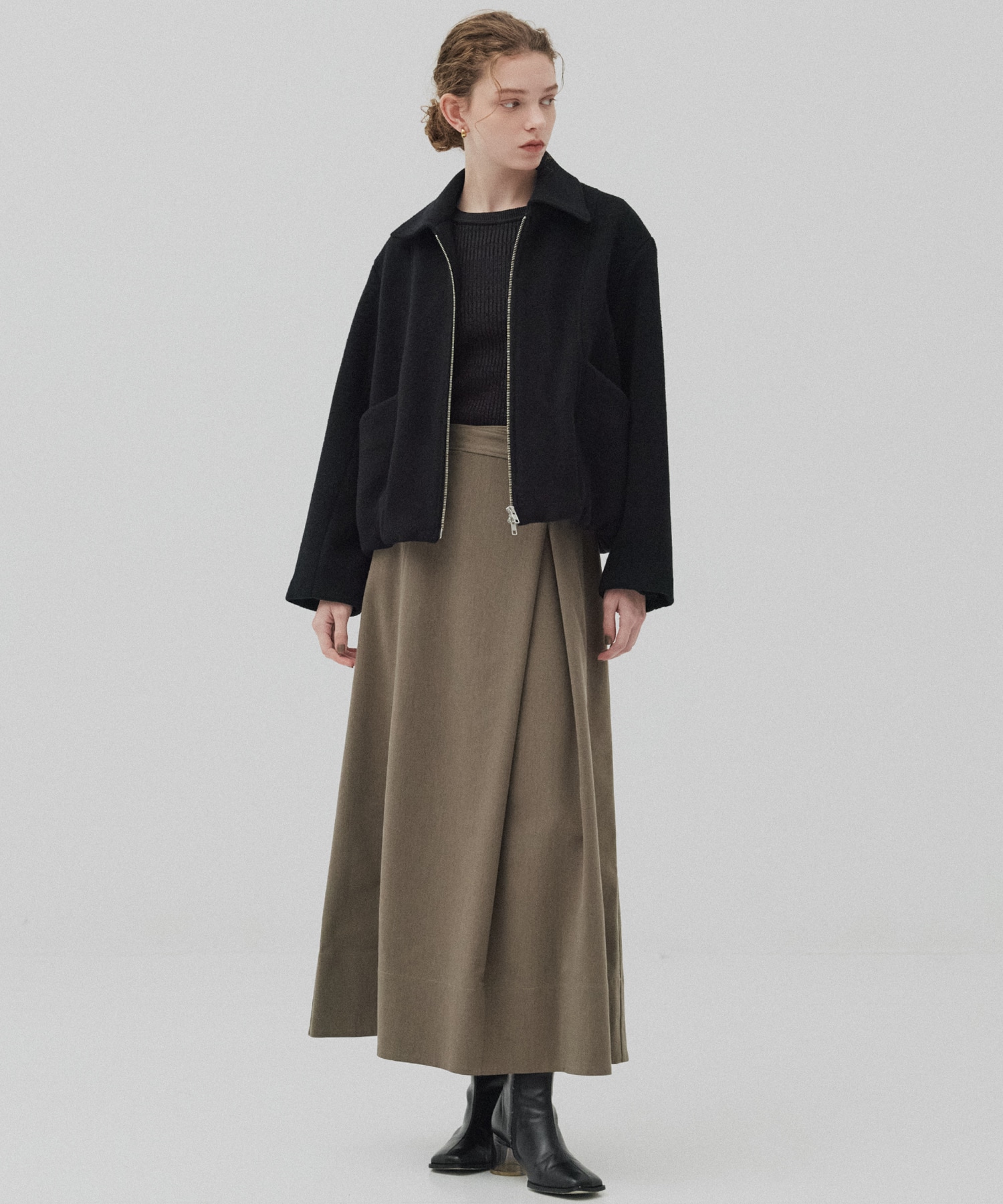 【再入荷】ウールジップタックショートコート