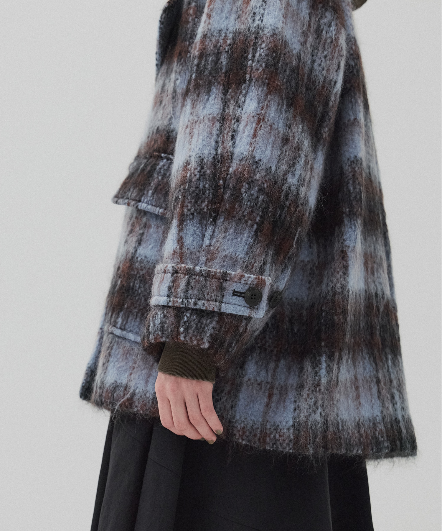 【残り僅か】ワイドラペルチェックコート