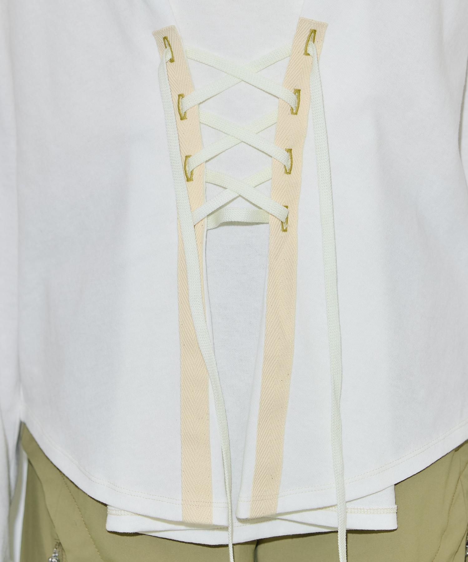 コットンレースアップTOP