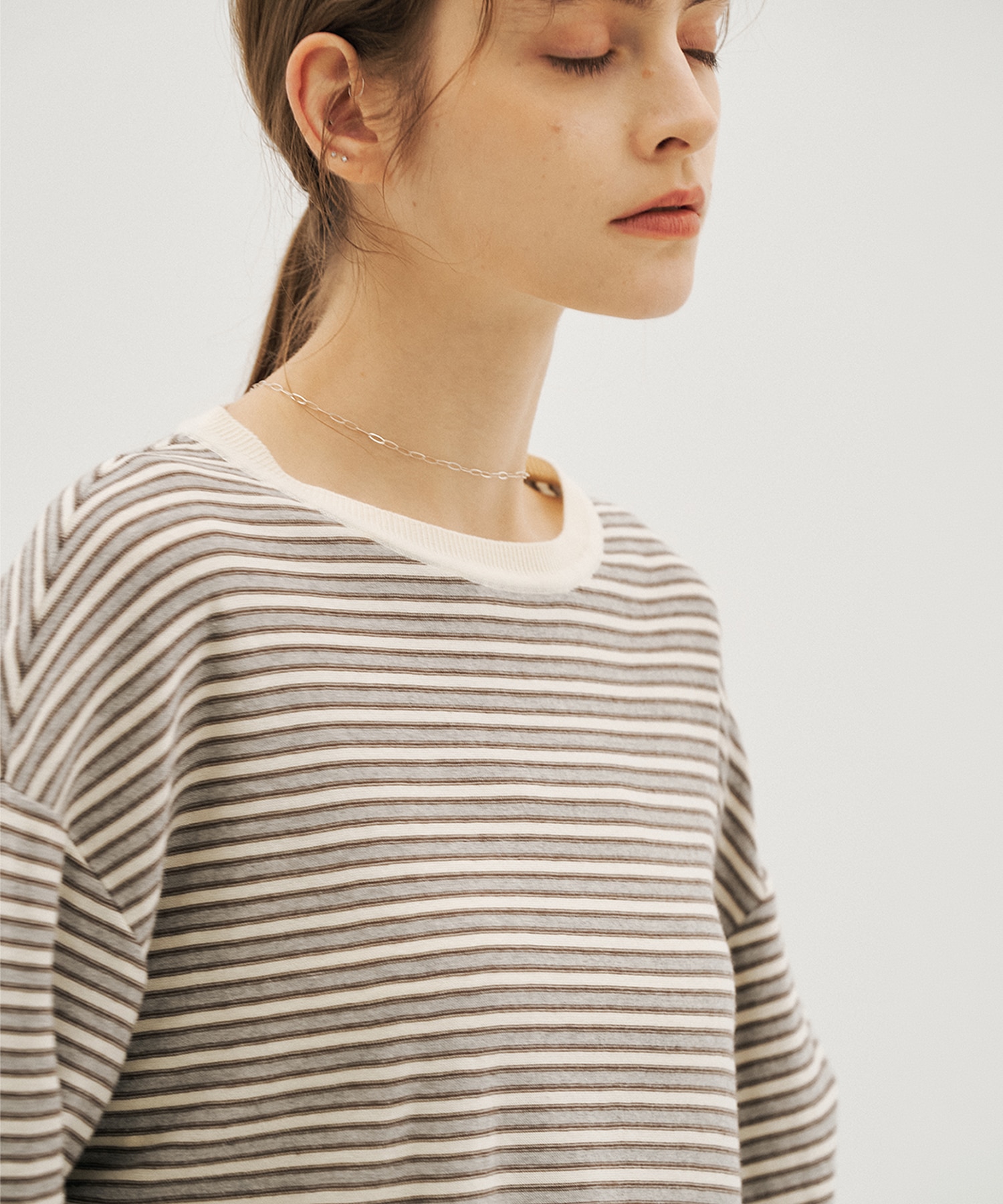 ボーダークルーネックニットTEE