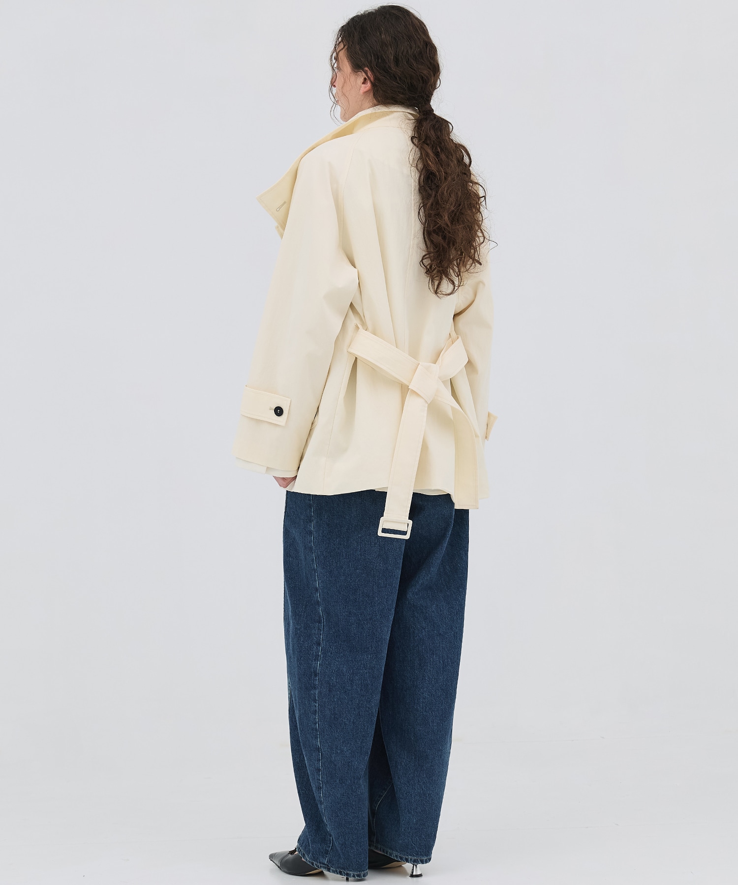 【完売間近】ファンネルネックショートトレンチコート