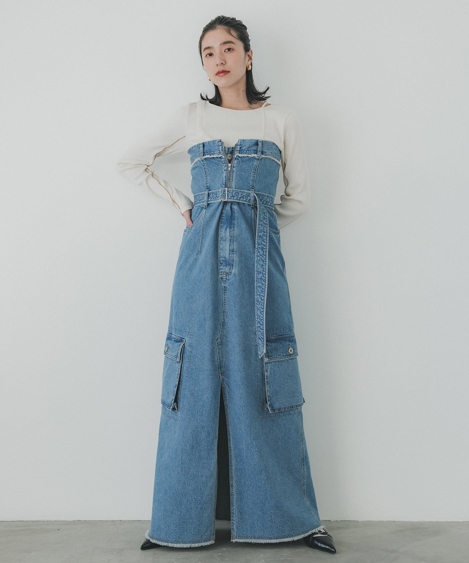 DENIM BARETOP DRESS