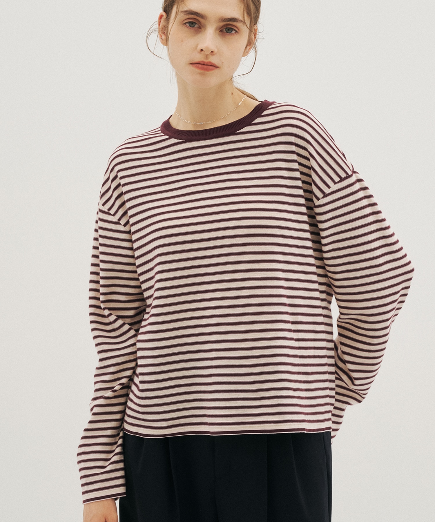ボーダークルーネックニットTEE