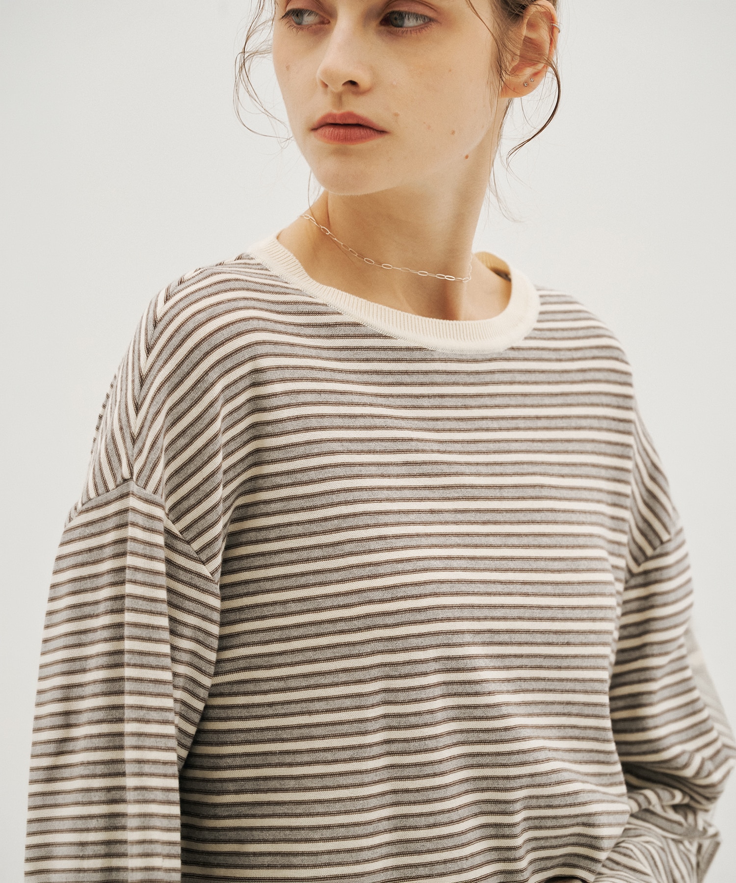 ボーダークルーネックニットTEE